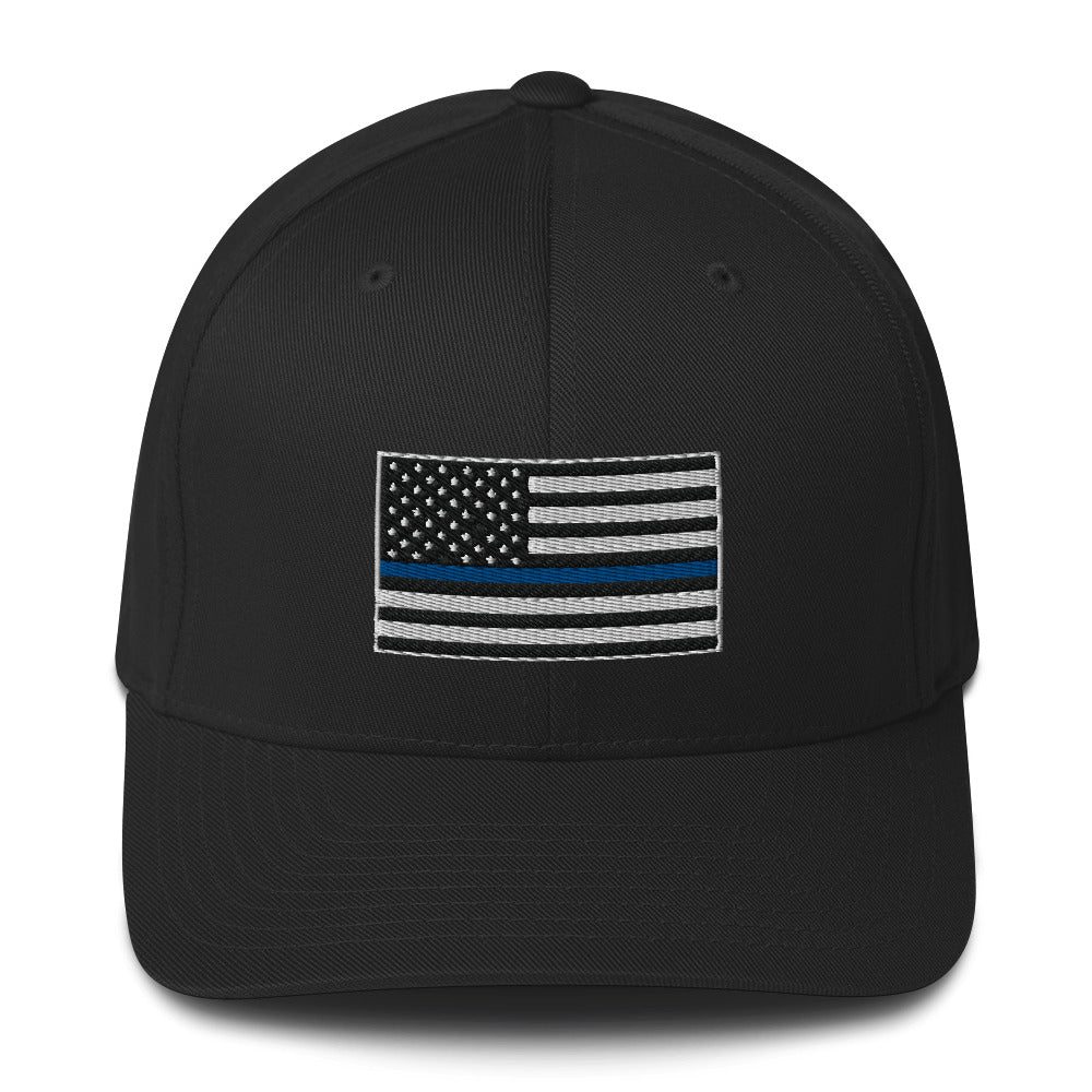 THIN BLUE LINE FLAG EMBROIDERED HAT (CLOSED BACK)