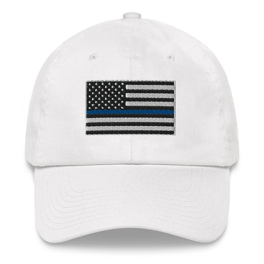 THIN BLUE LINE FLAG EMBROIDERED HAT (STRAP BACK)