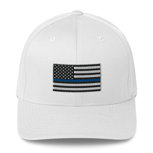 THIN BLUE LINE FLAG EMBROIDERED HAT (CLOSED BACK)