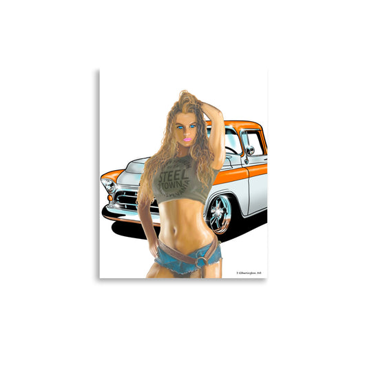 "STEEL TOWN GIRL" Print of original artwork from local artist Jim Etherington