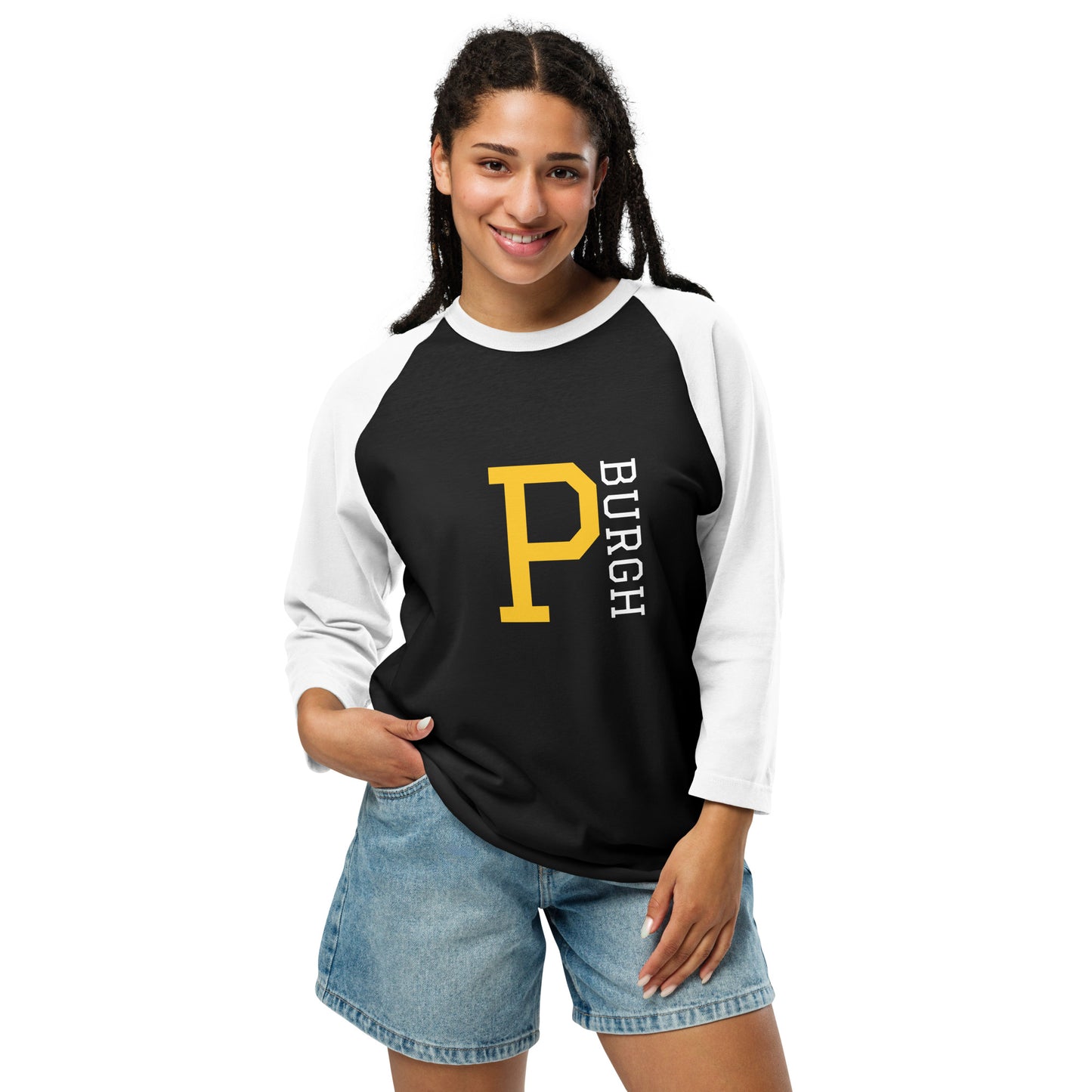 P-BURGH Brand 3/4 sleeve raglan shirt