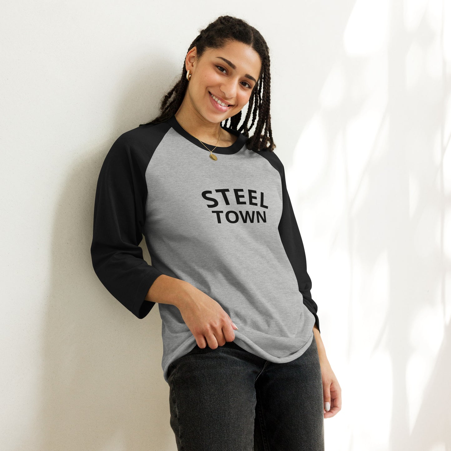 STEEL TOWN Logo 3/4 sleeve raglan shirt