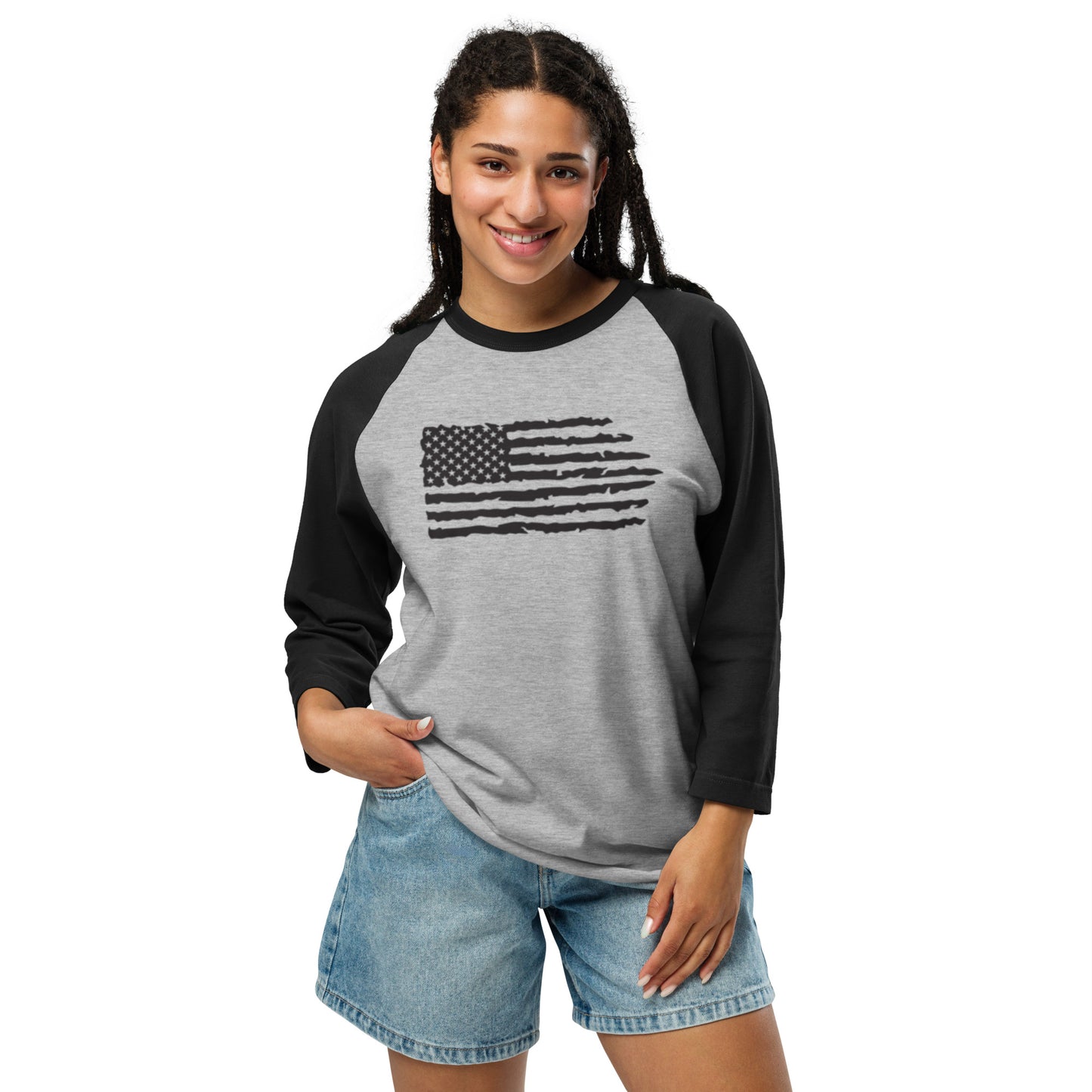 AMERICA 3/4 sleeve raglan shirt