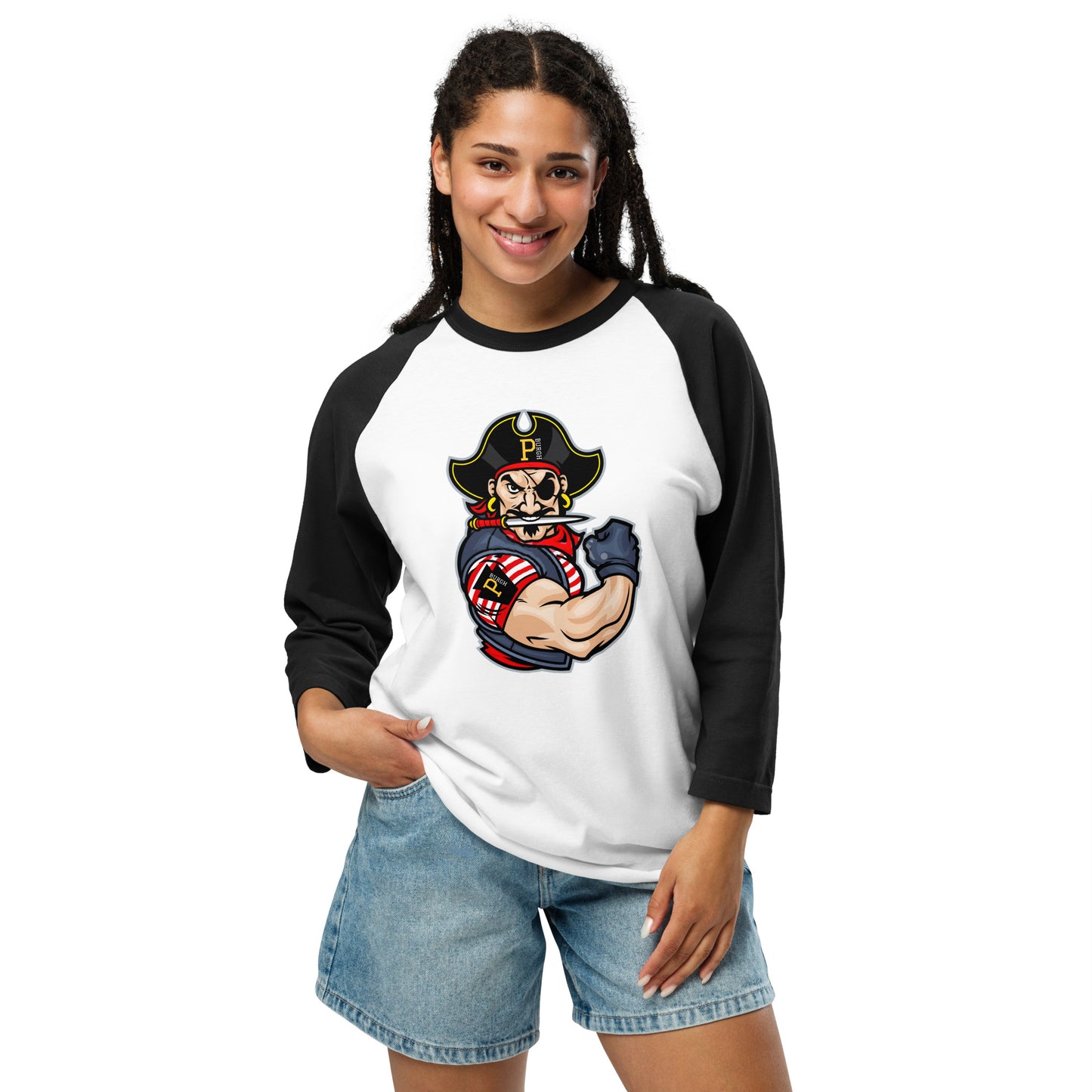 P-BURGH PIRATE 3/4 sleeve raglan shirt