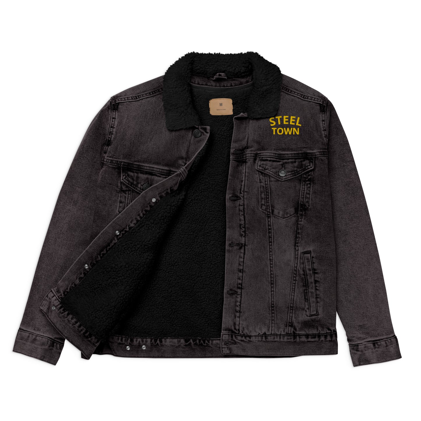 STEEL TOWN Logo Unisex denim sherpa jacket