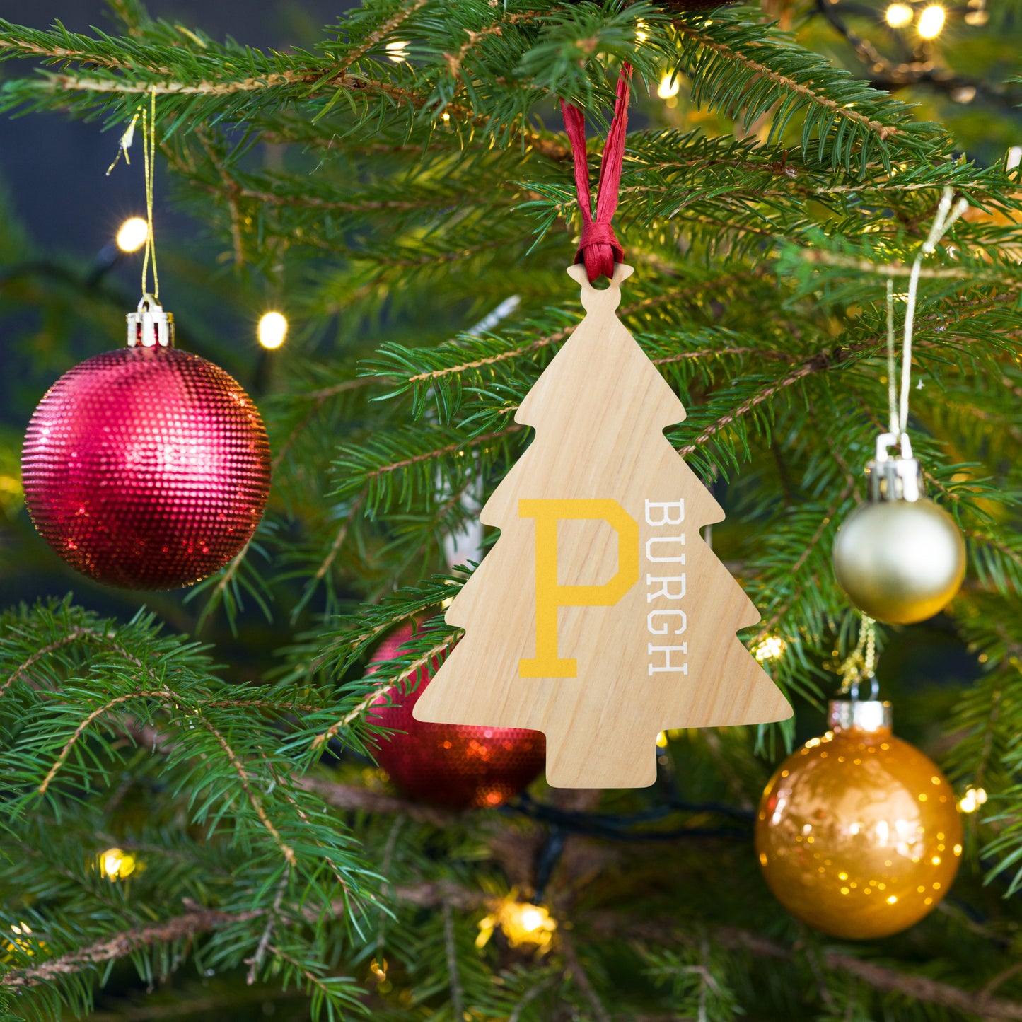 P-BURGH Brand Wooden Christmas Tree Ornaments