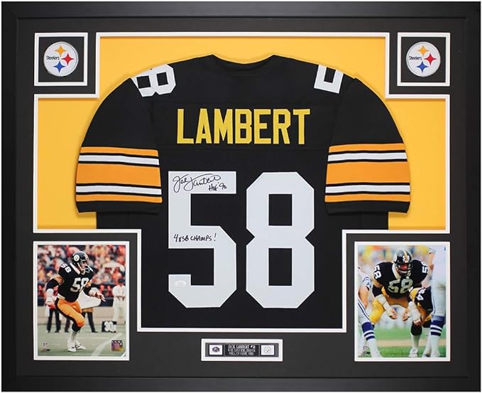 Jack Lambert Autographed Black Pittsburgh Jersey - Beautifully Matted and Framed - Hand Signed By Lambert and Certified Authentic by JSA - Includes Certificate of Authenticity